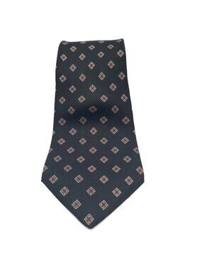 Vintage Christian Dior Tie Black Red Tan Geometric Silk 58.25" x3.5" 90s